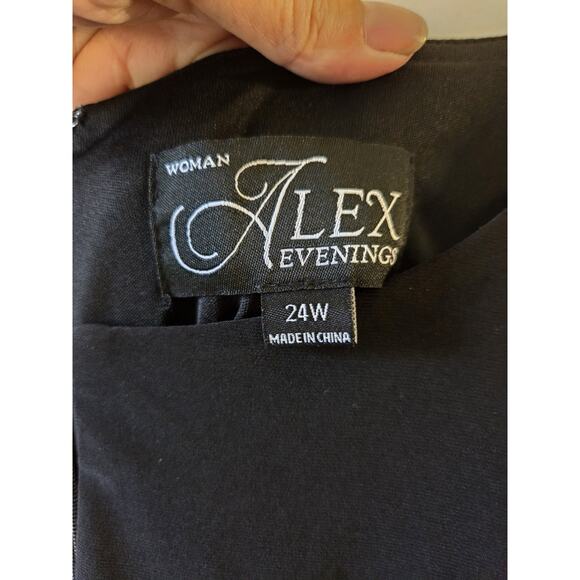 Alex Evenings Embellished Faux Wrap Maxi Gown Black Sz 24 Womens Slit Keyhole - Picture 3 of 12